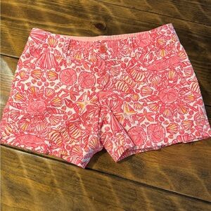 Lilly Pulitzer 2012 Callahan Lily Loves Hawaii Hotty Pink Orange Shell Shorts 4